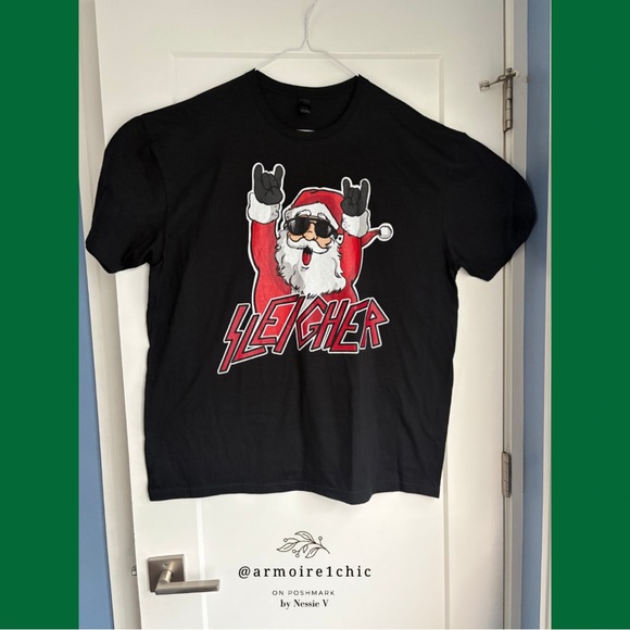 SLEIGHER Santa Fan | Graphic Pun of Slayer T-Shirt  | Men’s Size 2XL - Picture 10 of 10